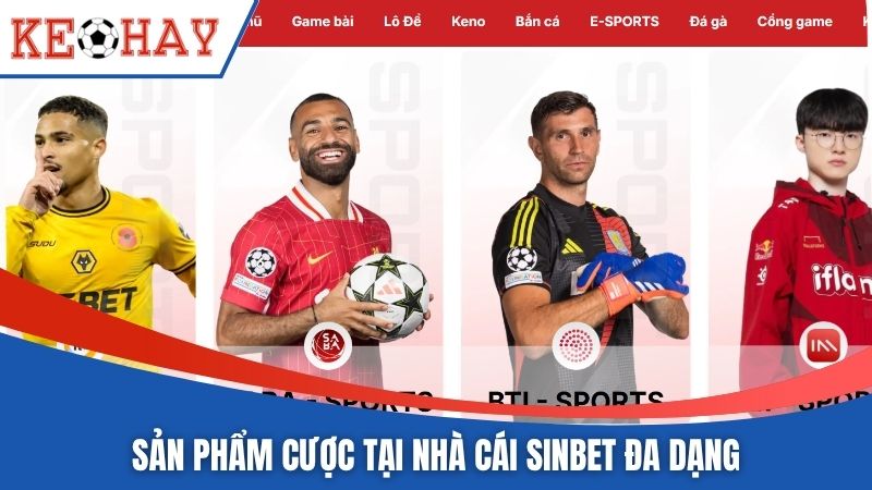 Sản phẩm cược tại nhà cái SINBET đa dạng
